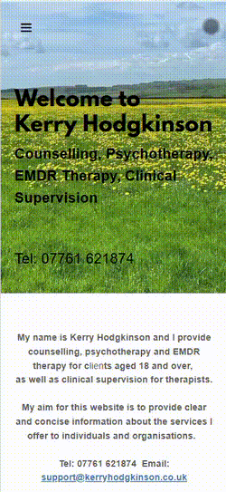 Kerry's old website on mobile